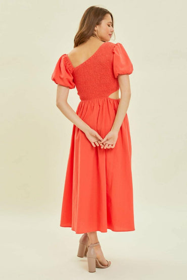 HEYSON Smocked Cutout Midi Dress - Love Salve 