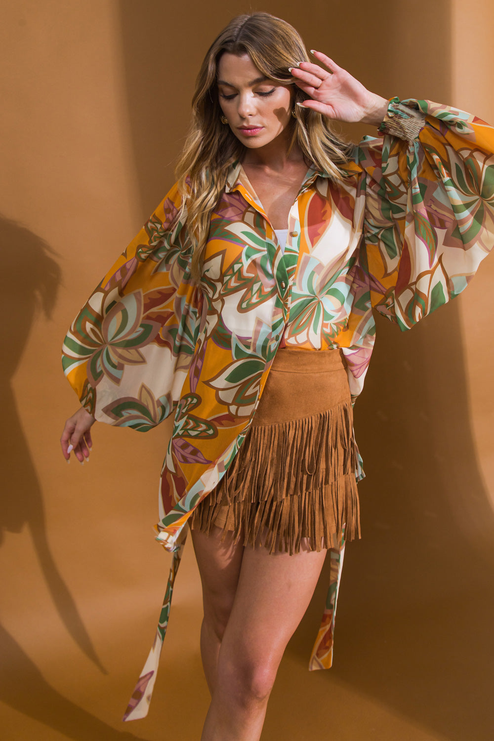 HIGHLY SESSIONS WOVEN TUNIC TOP 