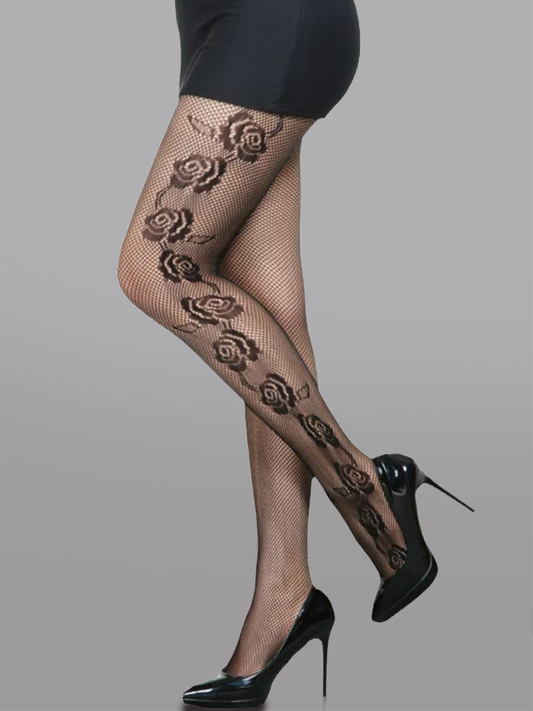 Elegant Rose Embroidered Tights With Floral Embellishment Hello.LA.Girl