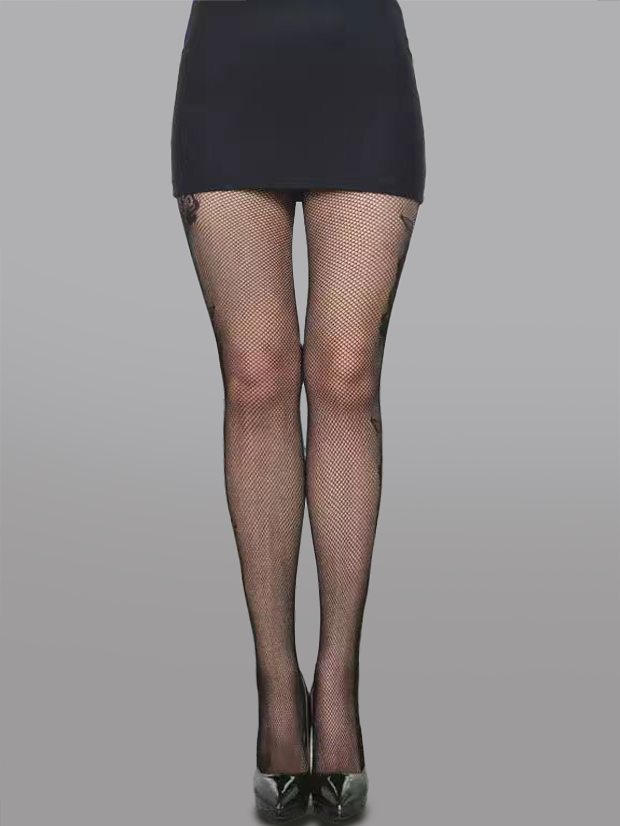 Elegant Rose Embroidered Tights