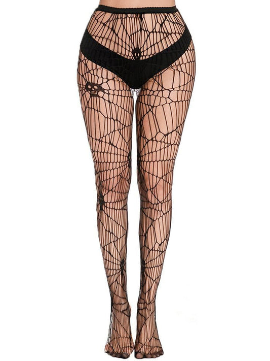Artistic Skull Pattern Fishnet Tights For Edgy Streetwear Hello.LA.Girl