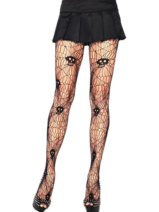 Artistic Skull Pattern Fishnet Tights For Edgy Streetwear Hello.LA.Girl