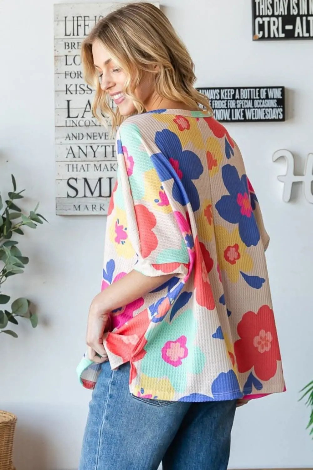HOPELY Floral Waffle Oversize T-Shirt - Love Salve 