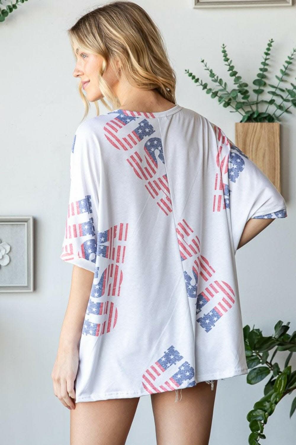 HOPELY Letter Graphic Round Neck T-Shirt 