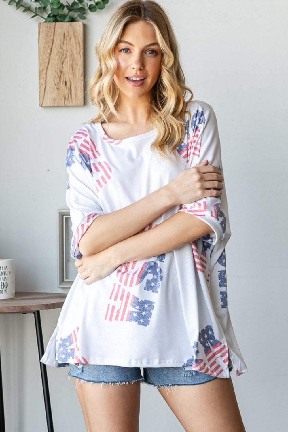 HOPELY Letter Graphic Round Neck T-Shirt 