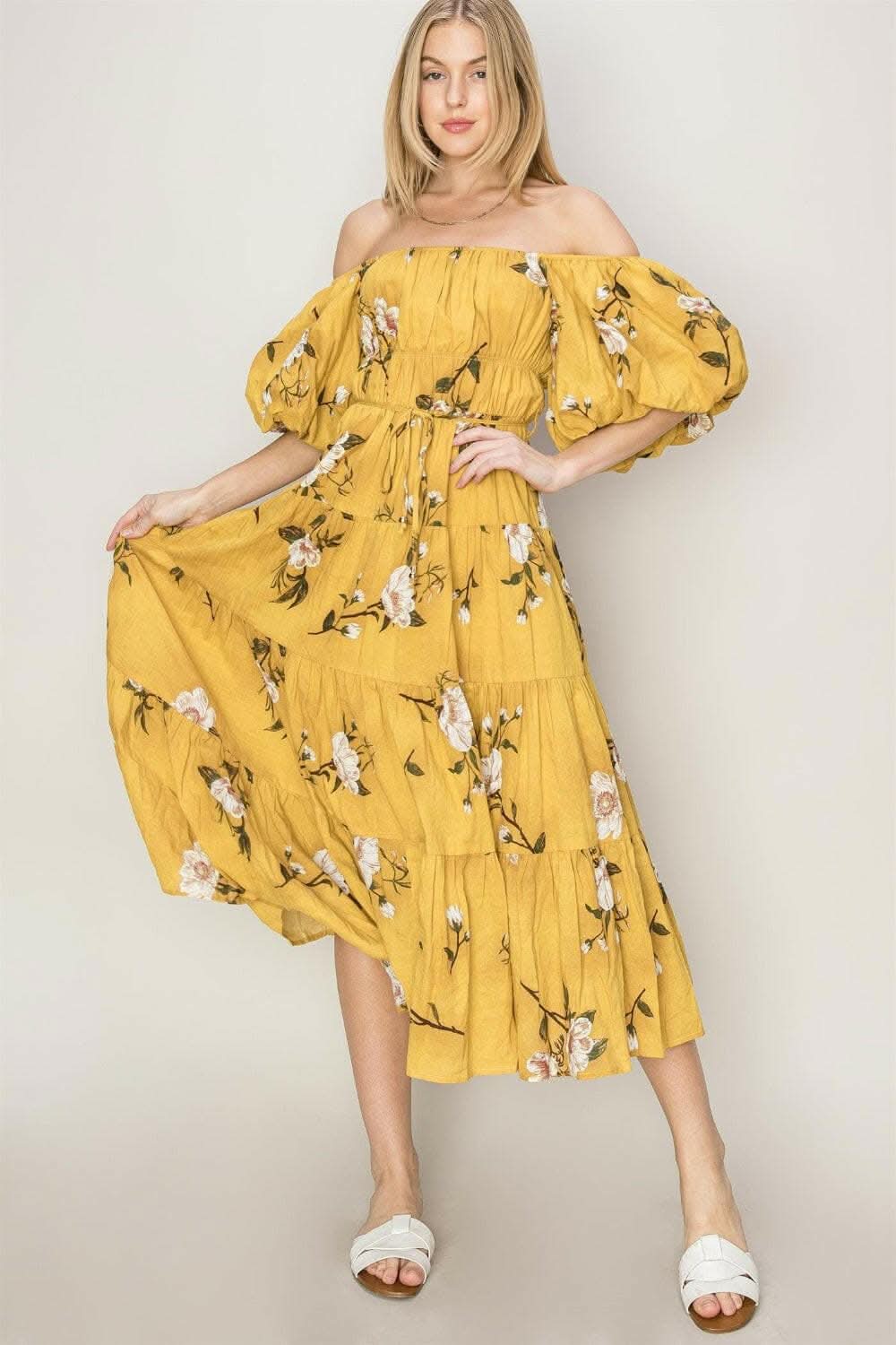 HYFVE Floral Puff Sleeve Tiered Dress - Love Salve 