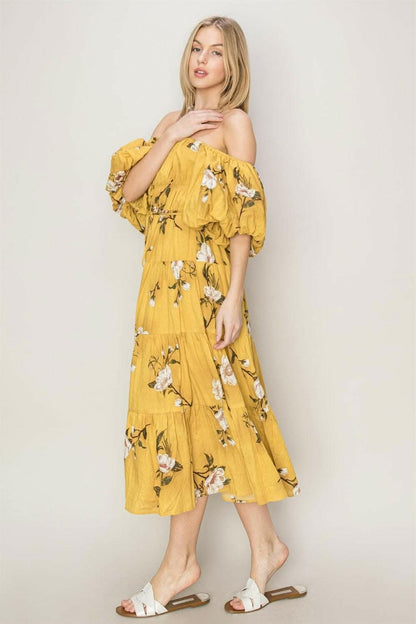 HYFVE Floral Puff Sleeve Tiered Dress - Love Salve 