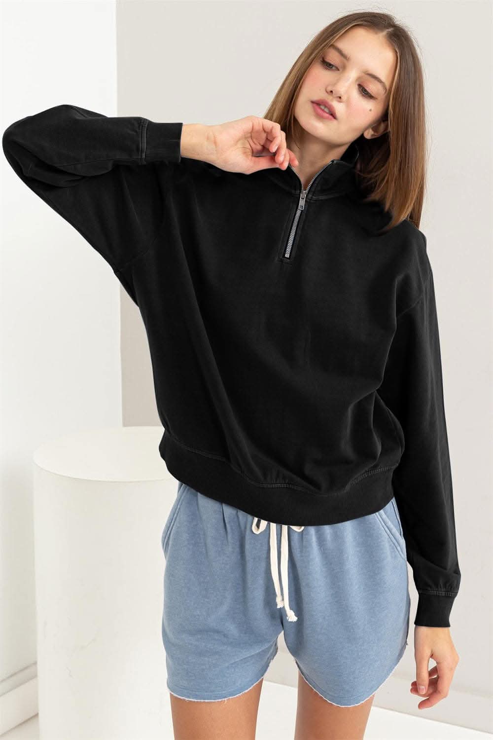 HYFVE Half Zip Drop Shoulder Sweatshirt - Love Salve 