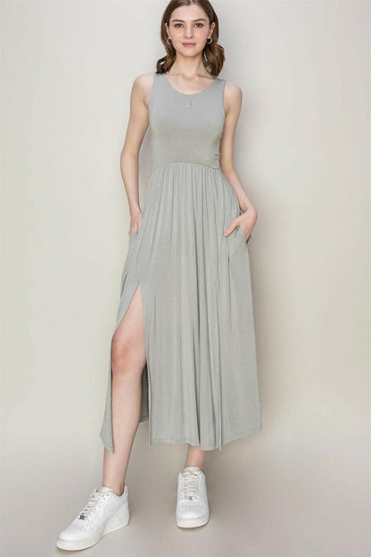 HYFVE Sleeveless Slit Midi Dress 