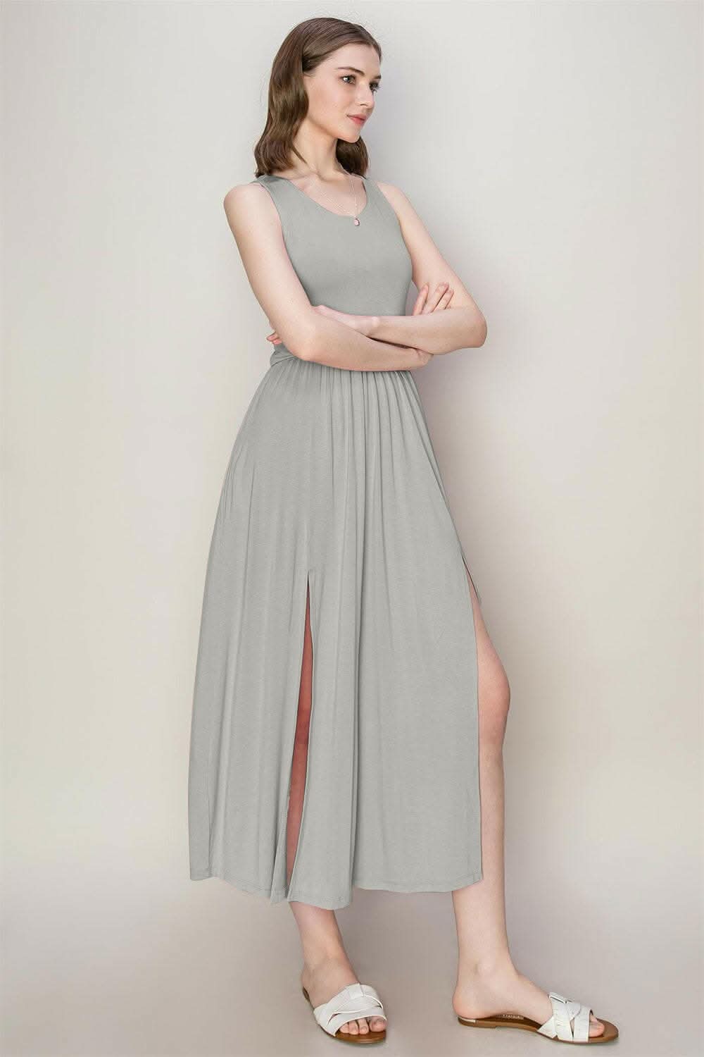 HYFVE Sleeveless Slit Midi Dress 