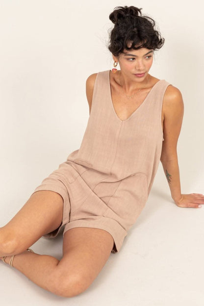 HYFVE V-Neck Sleeveless Romper with Pockets - Love Salve 