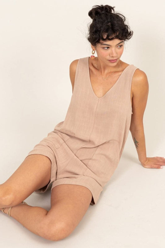 HYFVE V-Neck Sleeveless Romper with Pockets - Love Salve 