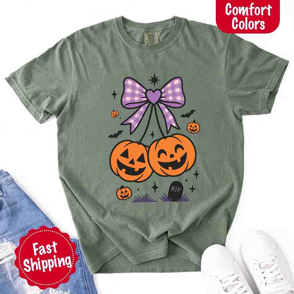 Halloween Cherries Comfort Colors Shirt – Trendy Pumpkin Tee Adorb Custom Tees
