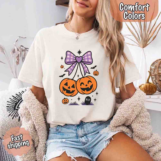 Halloween Cherries Comfort Colors Shirt – Trendy Pumpkin Tee Adorb Custom Tees