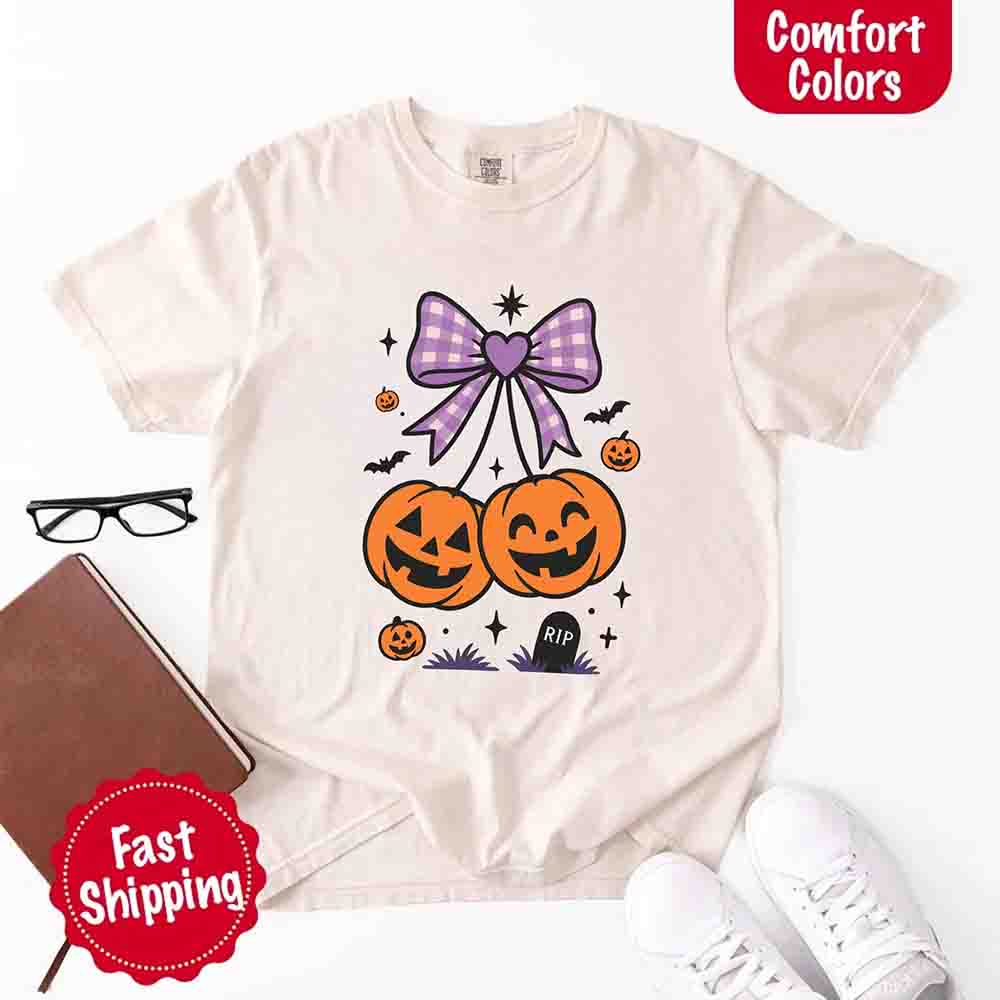 Halloween Cherries Comfort Colors Shirt – Trendy Pumpkin Tee Adorb Custom Tees