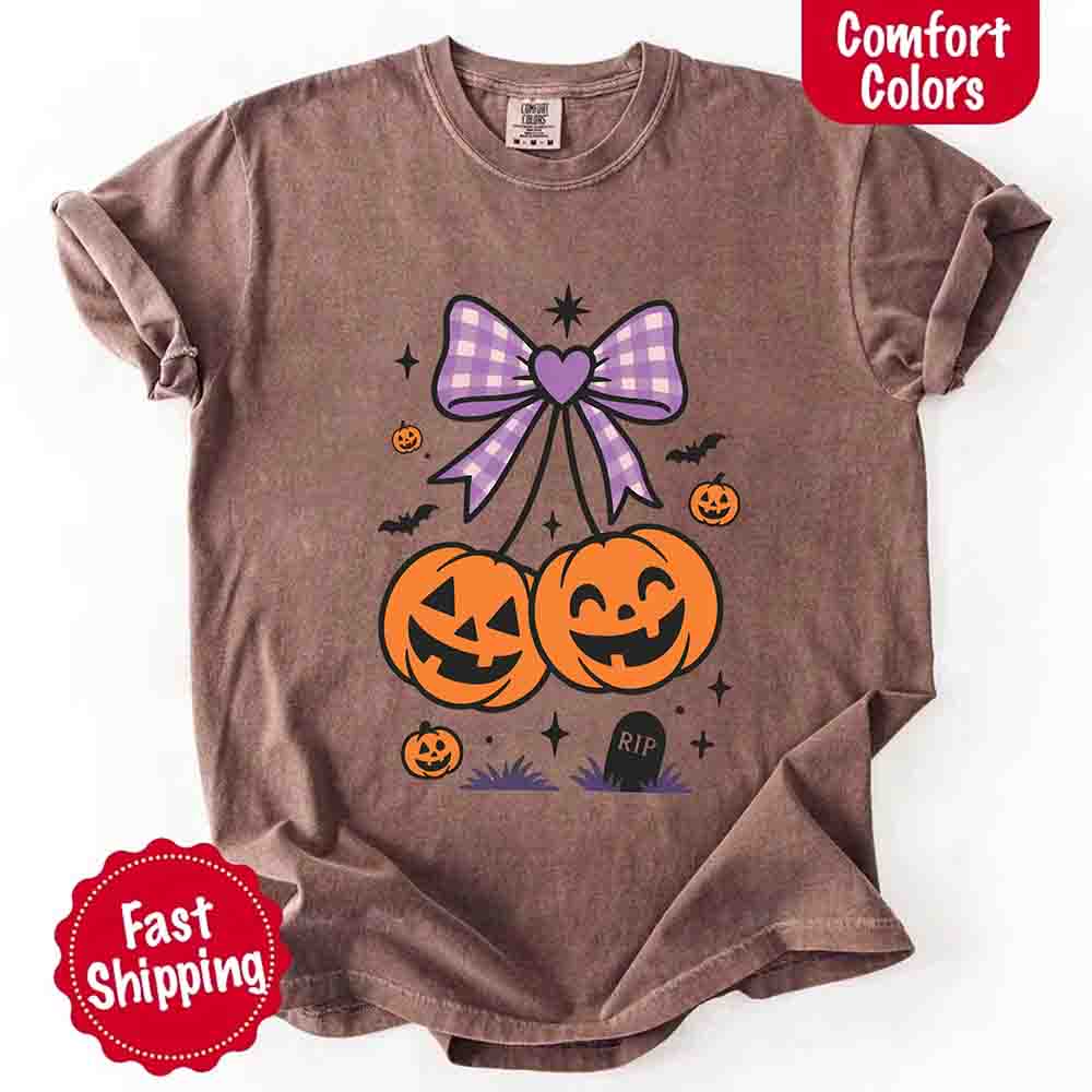 Halloween Cherries Comfort Colors Shirt – Trendy Pumpkin Tee Adorb Custom Tees