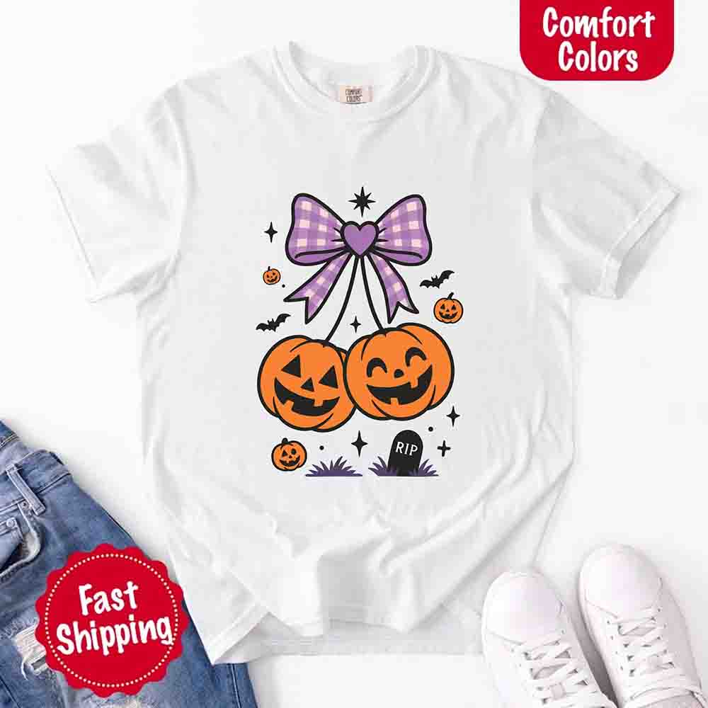 Halloween Cherries Comfort Colors Shirt – Trendy Pumpkin Tee Adorb Custom Tees