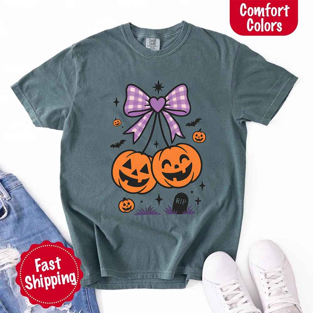 Halloween Cherries Comfort Colors Shirt – Trendy Pumpkin Tee Adorb Custom Tees
