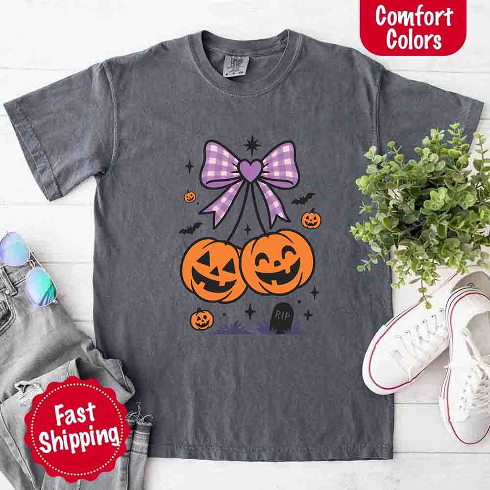 Halloween Cherries Comfort Colors Shirt – Trendy Pumpkin Tee Adorb Custom Tees