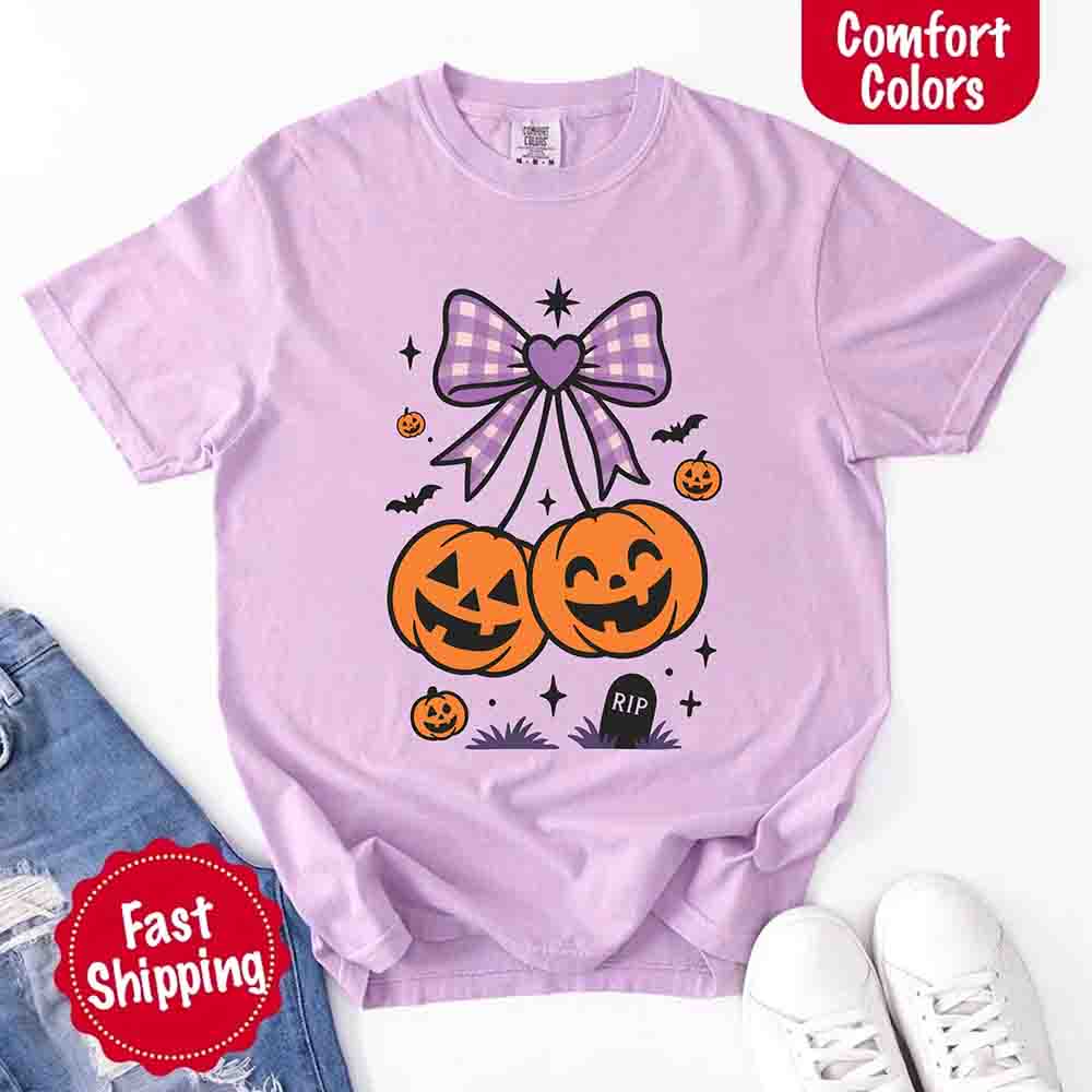 Halloween Cherries Comfort Colors Shirt – Trendy Pumpkin Tee Adorb Custom Tees