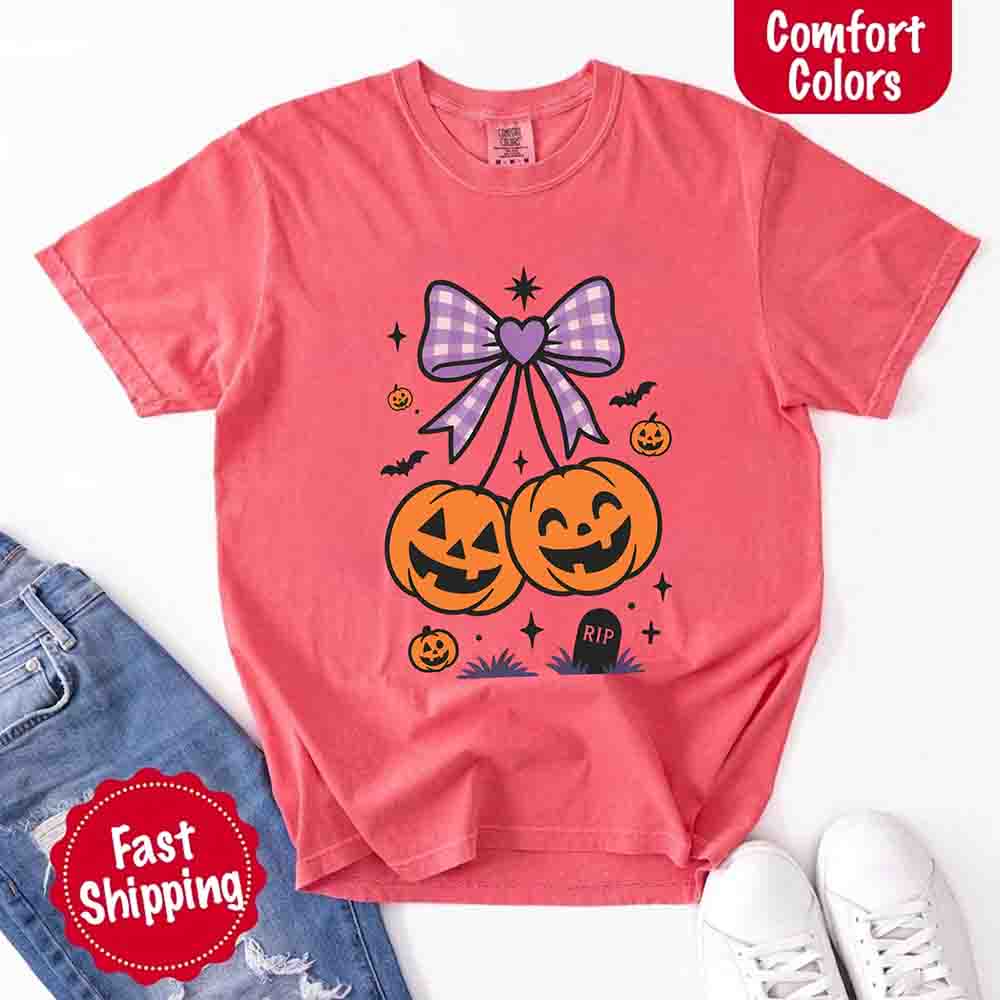 Halloween Cherries Comfort Colors Shirt – Trendy Pumpkin Tee Adorb Custom Tees