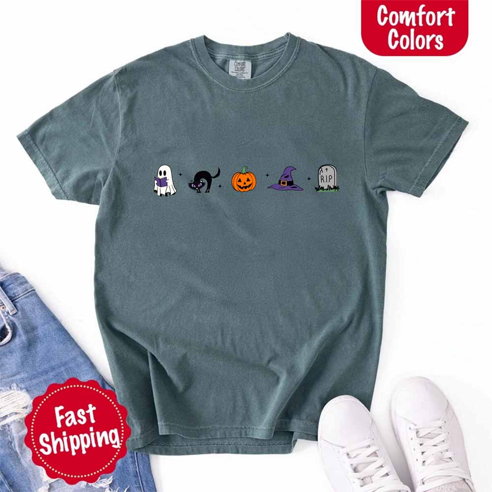 Halloween Icons Comfort Colors Shirt – Pumpkin & Ghost Fall Tee Adorb Custom Tees