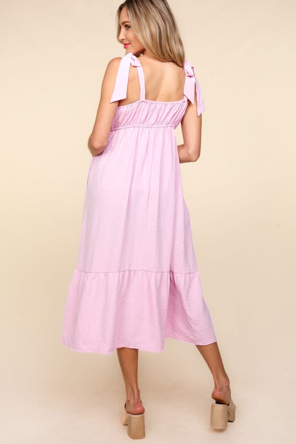 Haptics Crochet Lace Midi Dress with Ruffle Hem and Pockets - Love Salve 