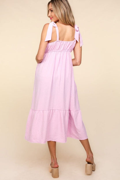 Haptics Crochet Lace Midi Dress with Ruffle Hem and Pockets - Love Salve 
