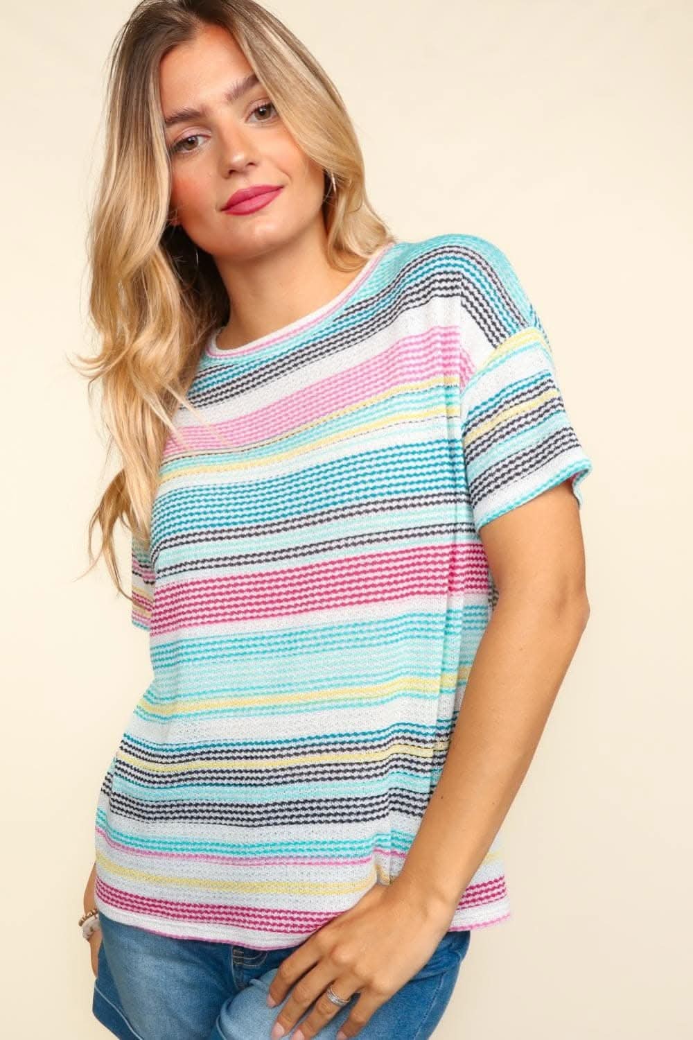 Haptics Waffle Stripe Short Sleeve T-Shirt - Love Salve 