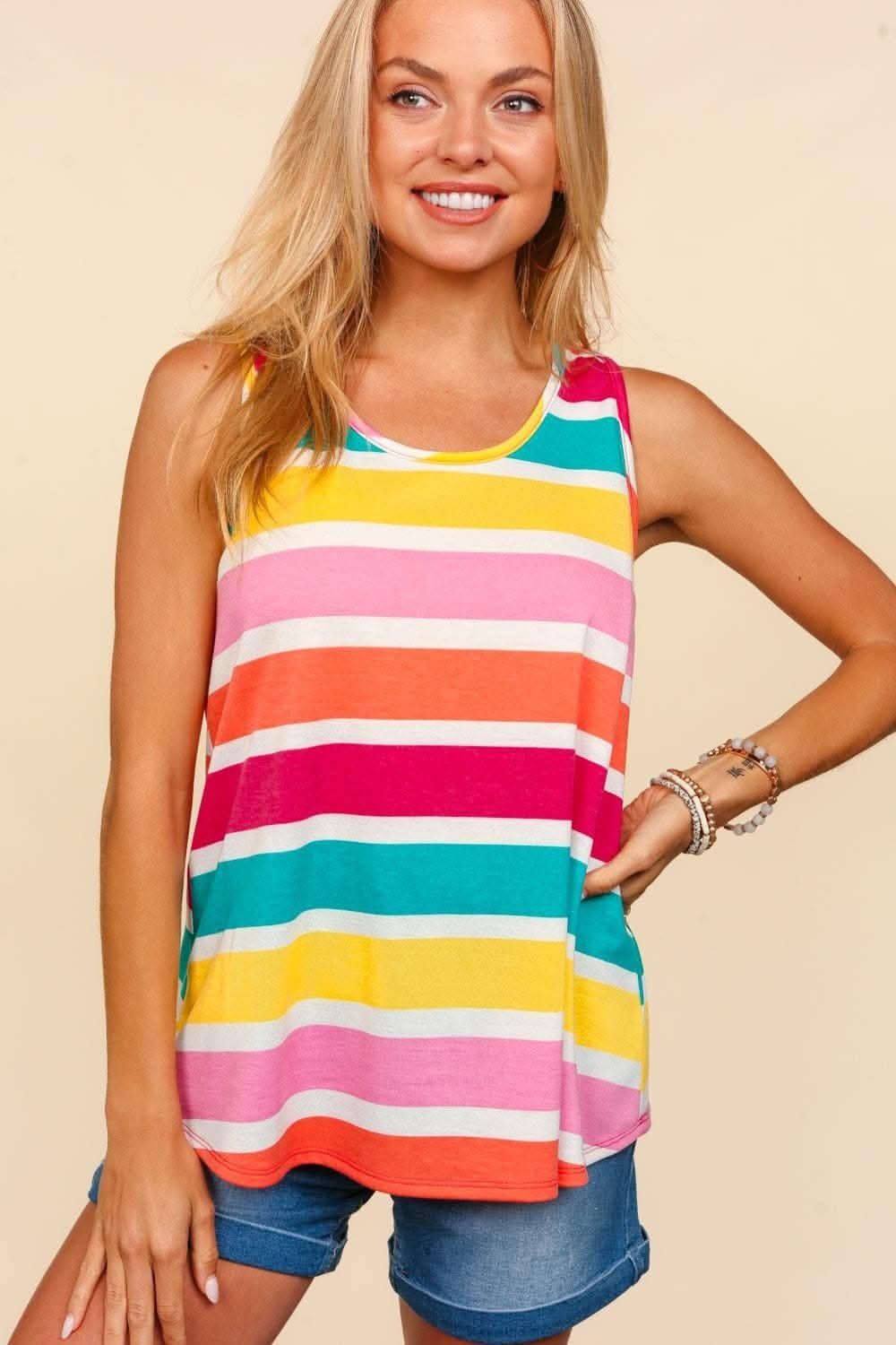 Haptics striped knit tank top - Love Salve 