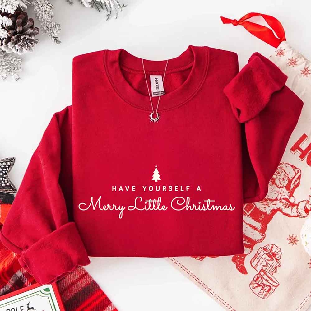 Have Yourself a Merry Christmas Sweatshirt Holiday Crew Neck Gift Adorb Custom Tees
