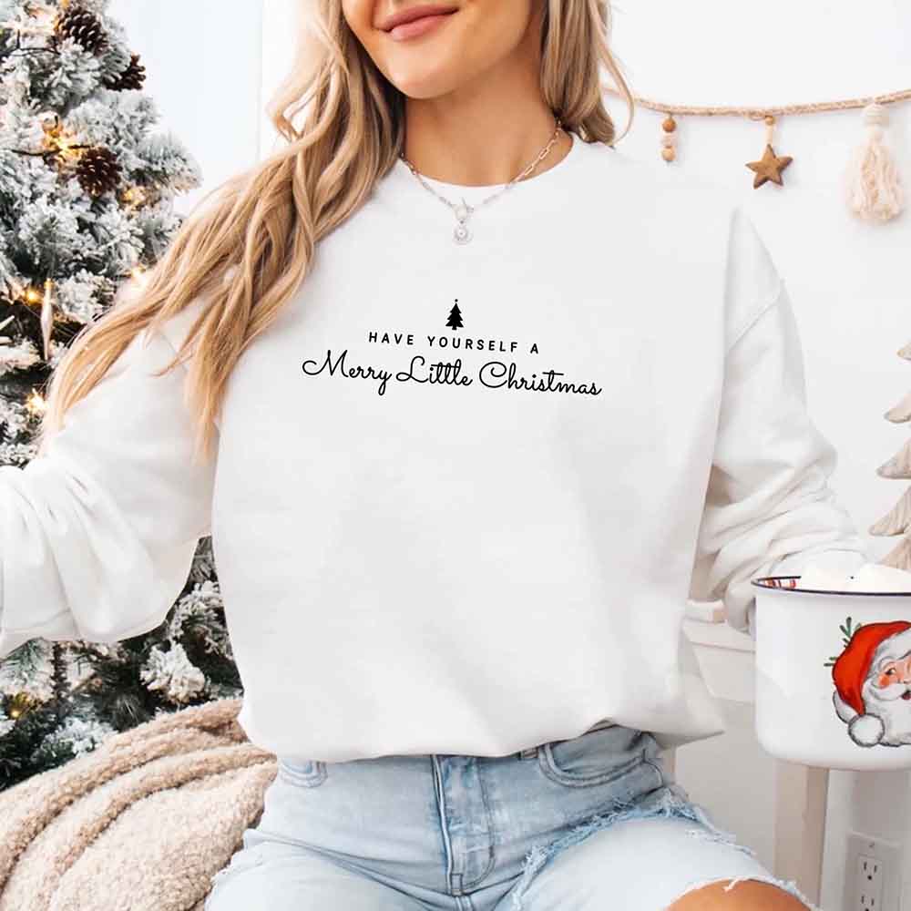 Have Yourself a Merry Christmas Sweatshirt Holiday Crew Neck Gift Adorb Custom Tees