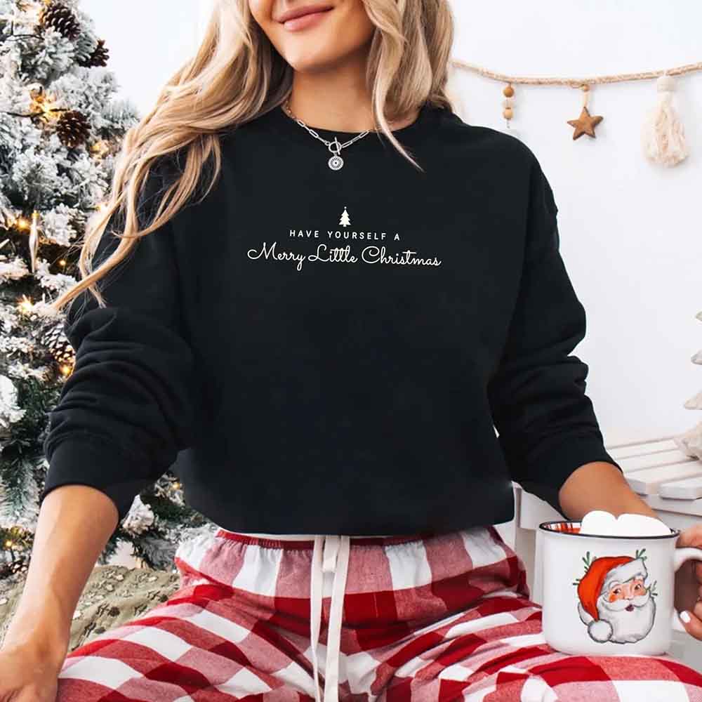 Have Yourself a Merry Christmas Sweatshirt Holiday Crew Neck Gift Adorb Custom Tees