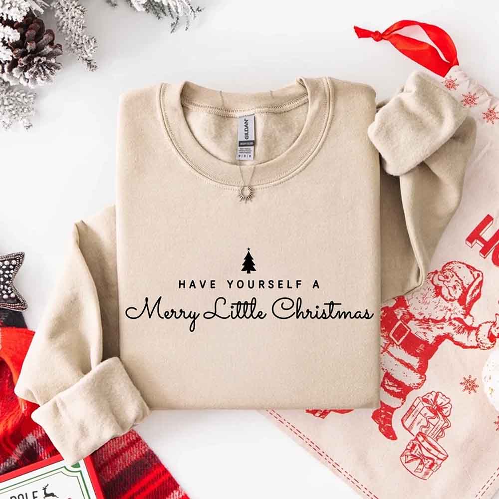 Have Yourself a Merry Christmas Sweatshirt Holiday Crew Neck Gift Adorb Custom Tees
