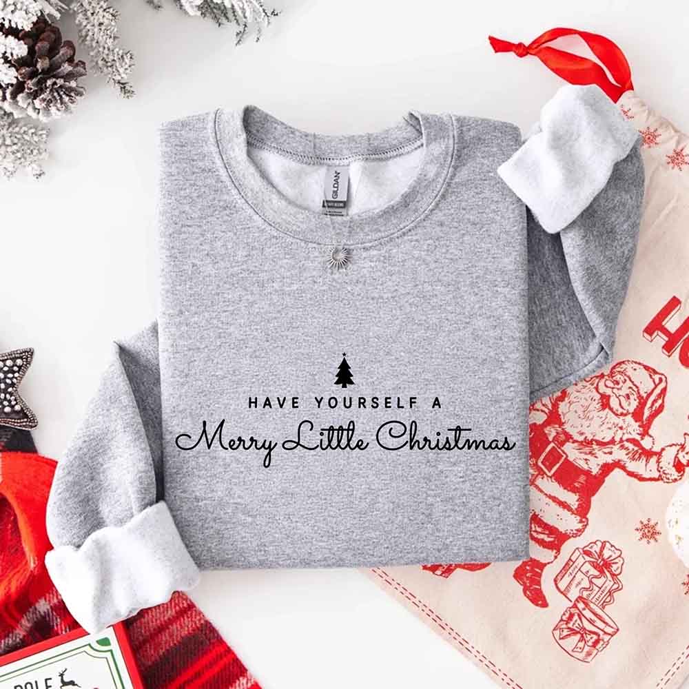 Have Yourself a Merry Christmas Sweatshirt Holiday Crew Neck Gift Adorb Custom Tees