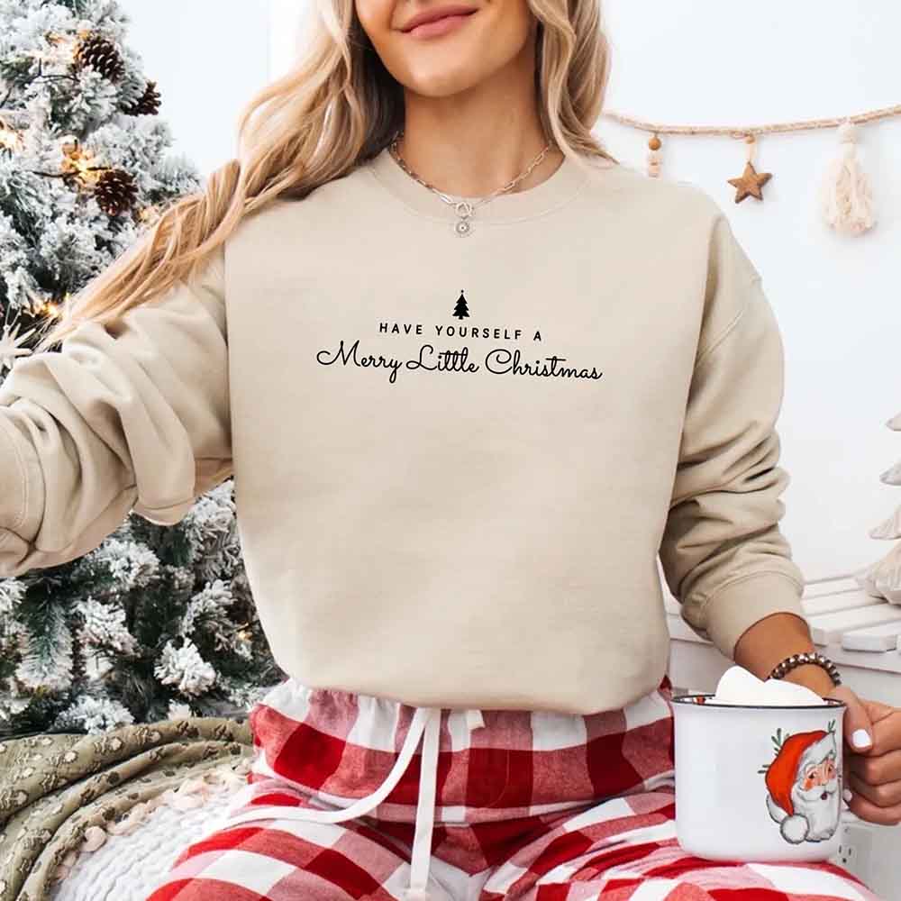 Have Yourself a Merry Christmas Sweatshirt Holiday Crew Neck Gift Adorb Custom Tees