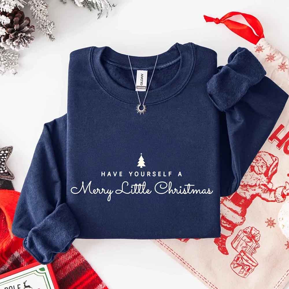 Have Yourself a Merry Christmas Sweatshirt Holiday Crew Neck Gift Adorb Custom Tees
