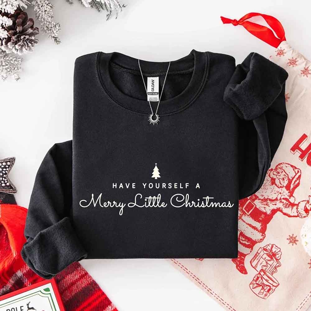 Have Yourself a Merry Christmas Sweatshirt Holiday Crew Neck Gift Adorb Custom Tees
