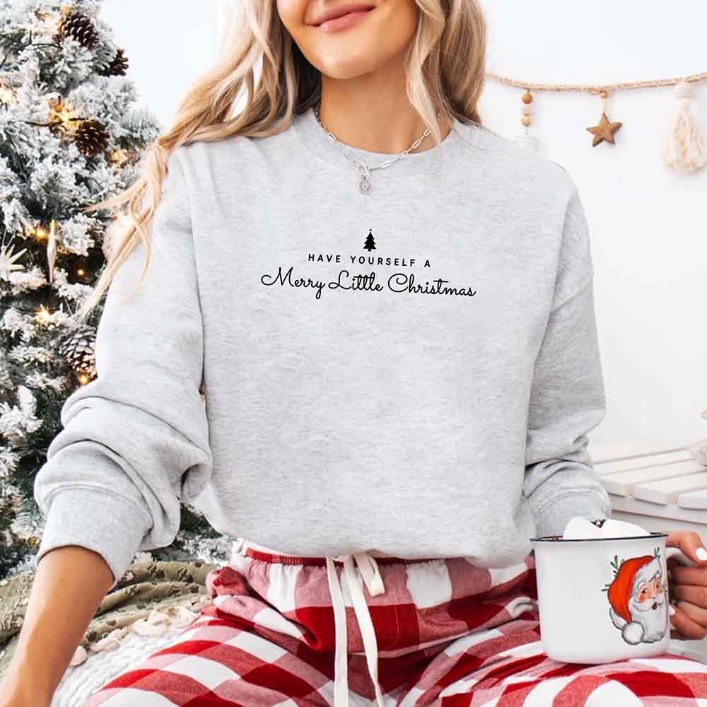 Have Yourself a Merry Christmas Sweatshirt Holiday Crew Neck Gift Adorb Custom Tees