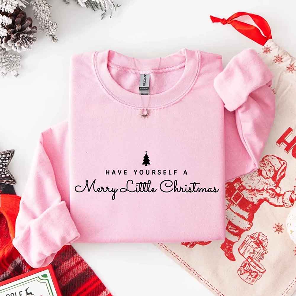 Have Yourself a Merry Christmas Sweatshirt Holiday Crew Neck Gift Adorb Custom Tees