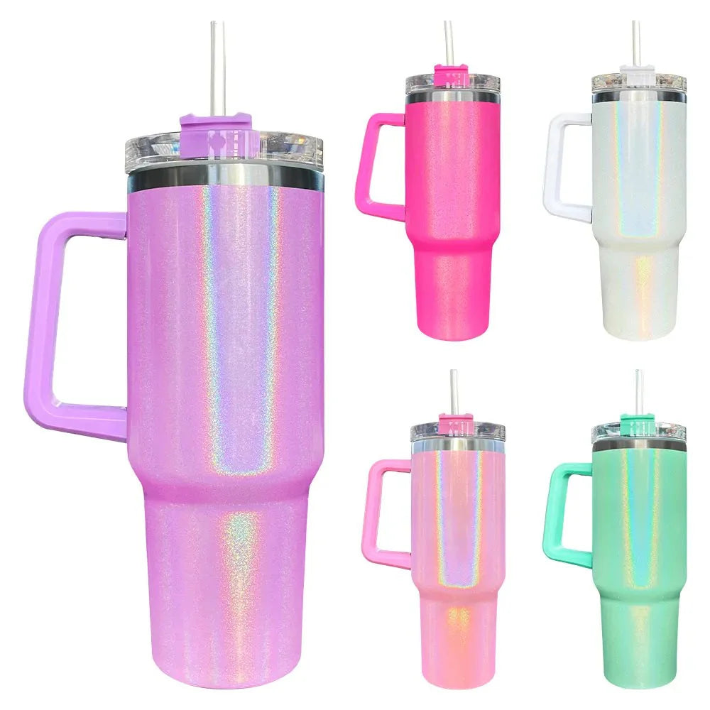 Shimmer 40oz Tumbler  Cup Holder Friendly Pink, White, Blue, Hot Pink, Purple MM