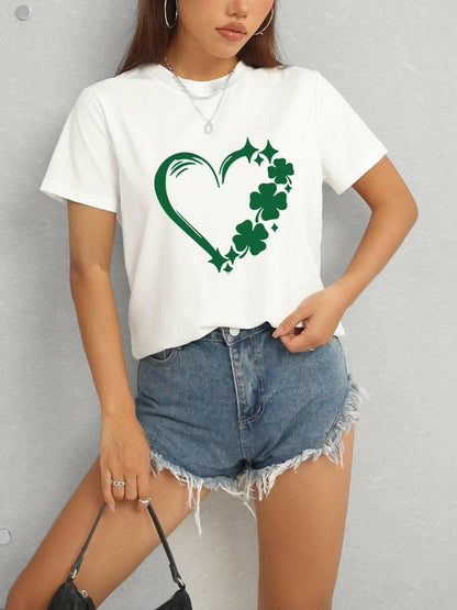 Heart Fortune Leaf Tee - Casual Style 