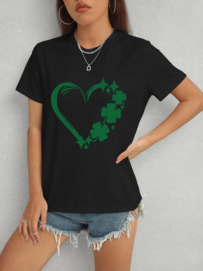 Heart Fortune Leaf Tee - Casual Style 