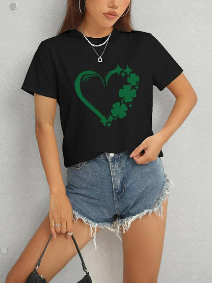 Heart Fortune Leaf Tee - Casual Style 