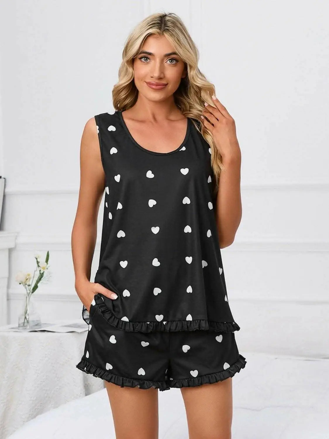 Heart print lounge set - cozy style - Love Salve 