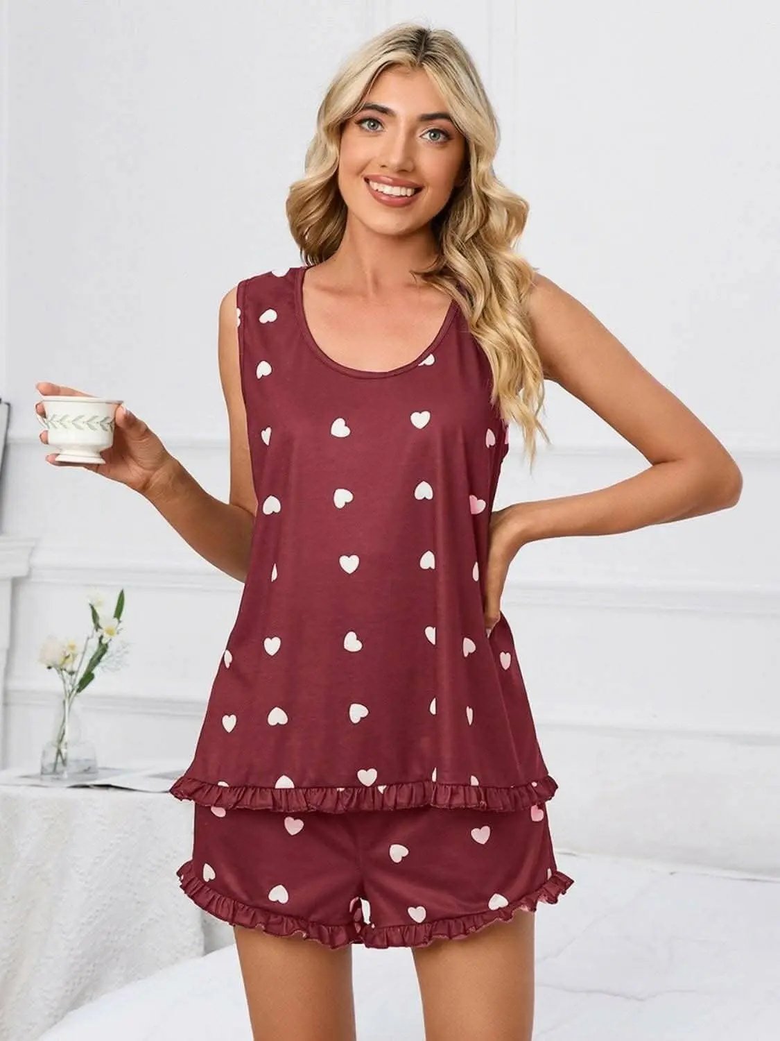 Heart print lounge set - cozy style - Love Salve 