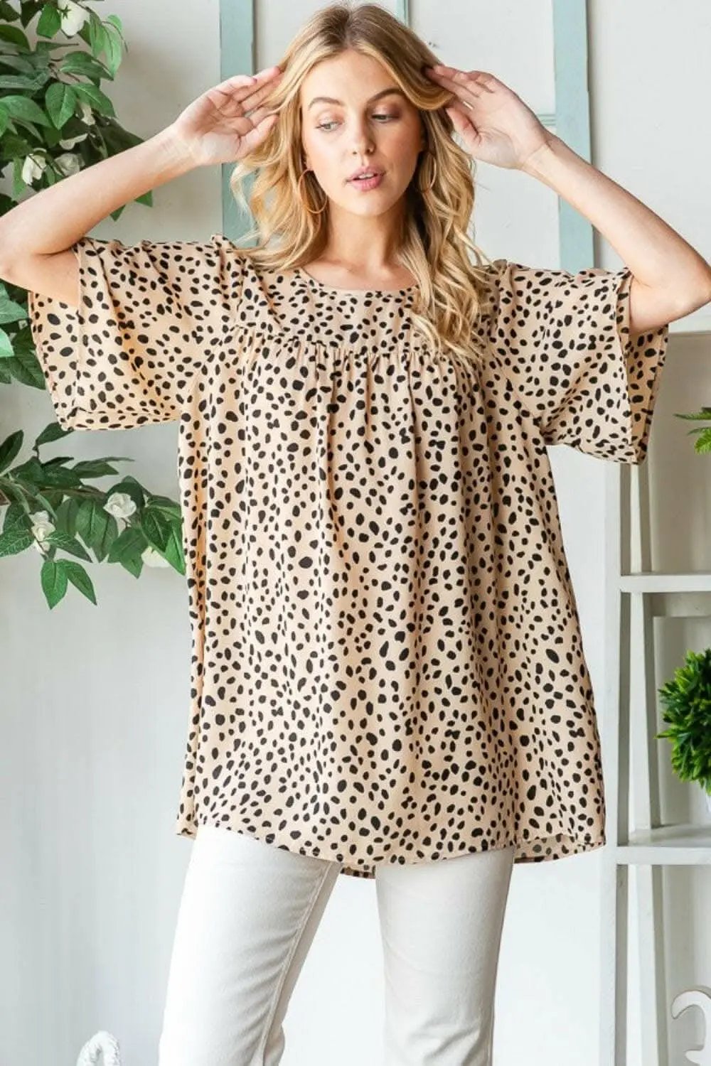 Heimish Full Size Animal Print Flutter Sleeve Blouse - Love Salve 