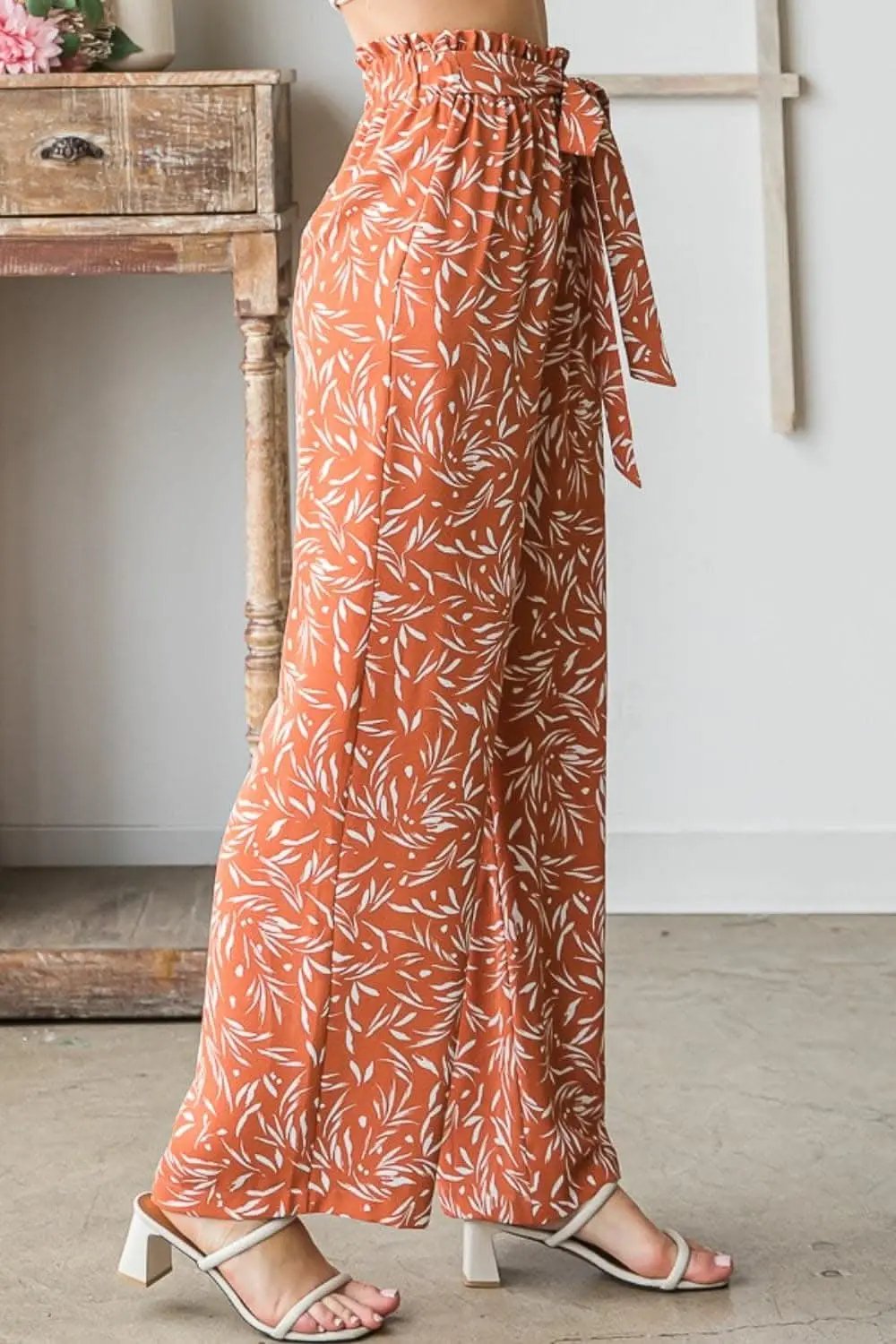 Heimish Full Size Printed Tied Straight Casual Pants - Love Salve 