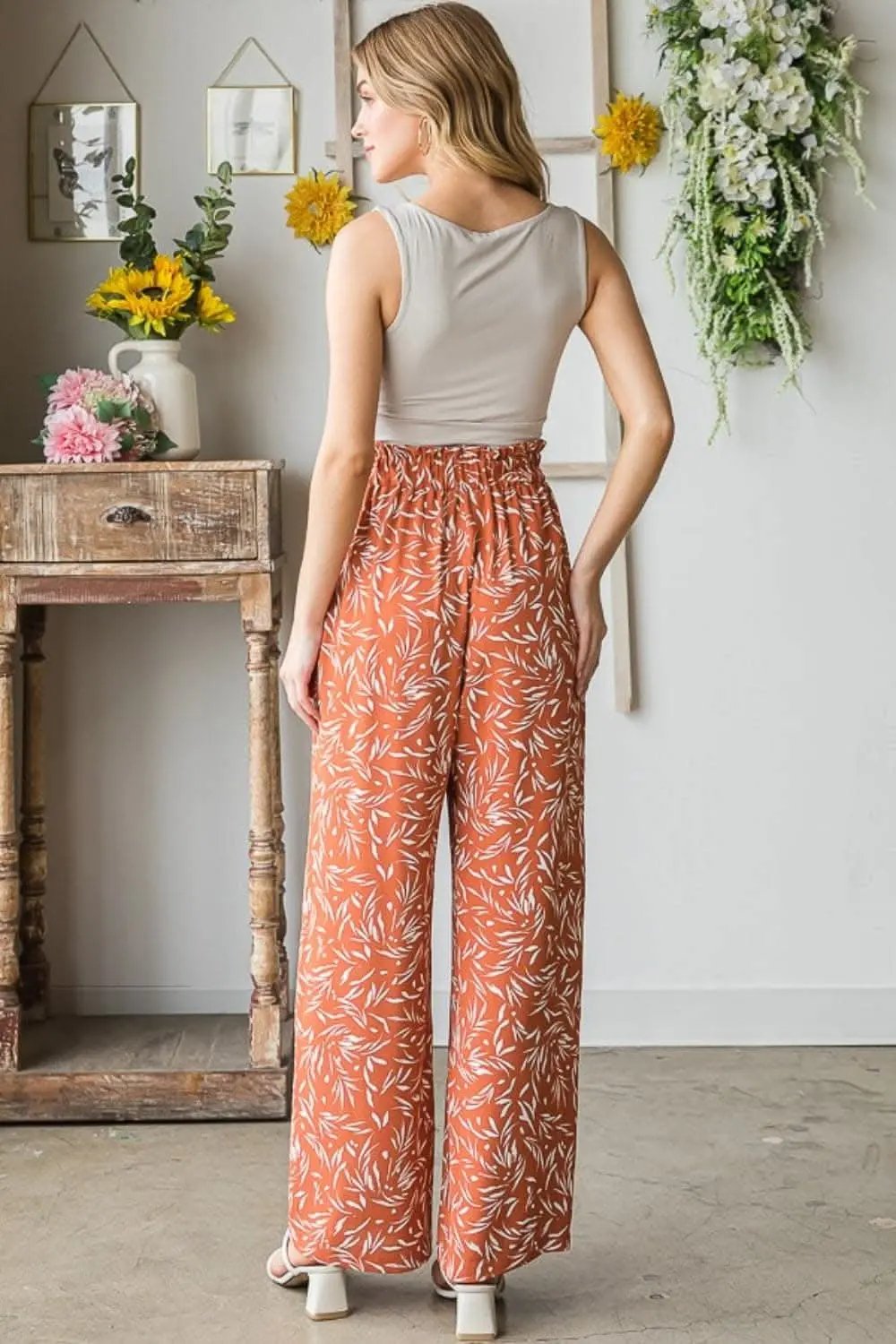 Heimish Full Size Printed Tied Straight Casual Pants - Love Salve 