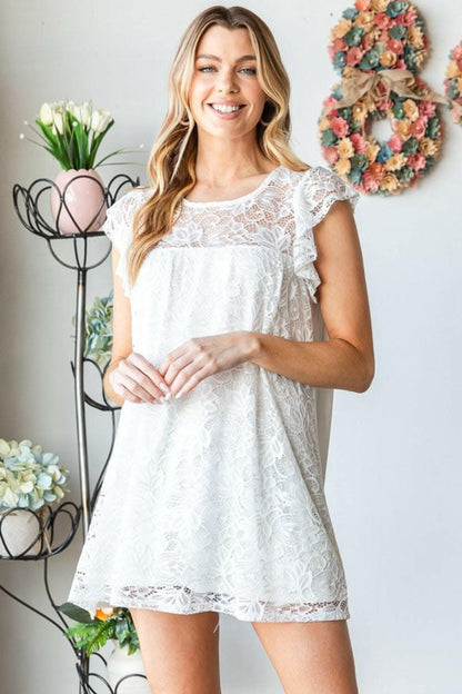 Heimish Full Size Round Neck Cap Sleeve Lace Top - Love Salve 